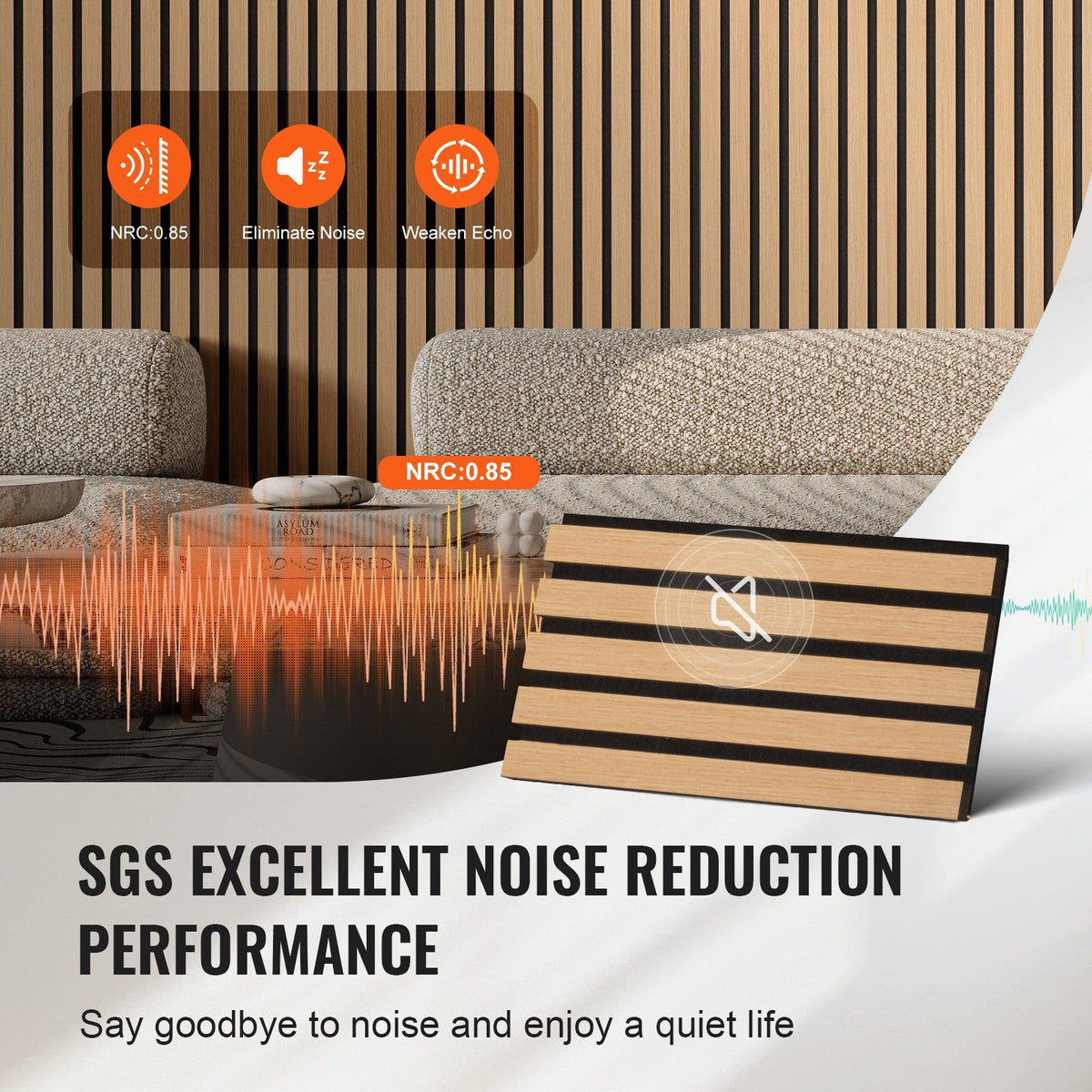Wood Slat Acoustic Panels, 7.9 x 94.5 inch, MDF Accent Wooden Wall Panels for Modern Interior Wall Decor, Faux Wood Wall Board Panels for Noise Reduction, Light Oak