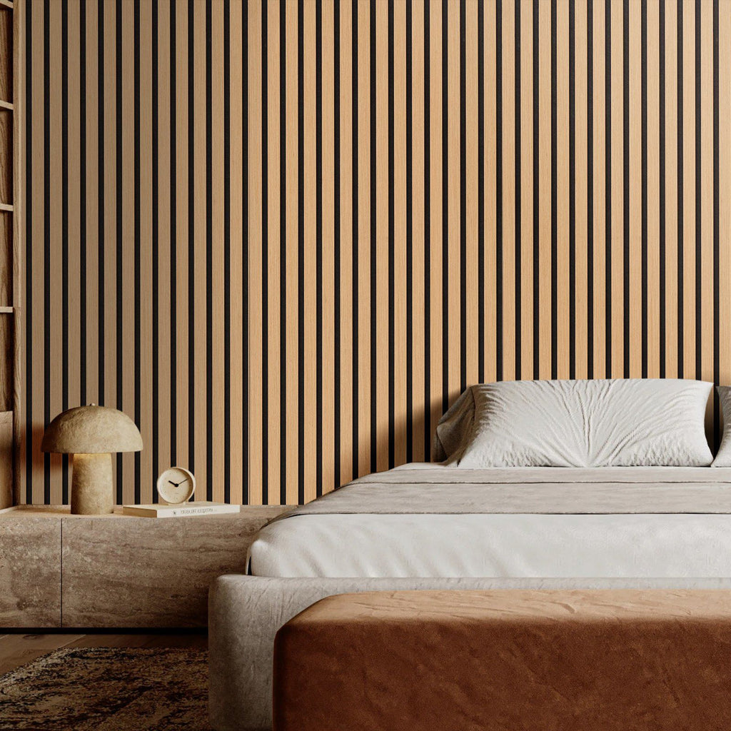 Wood Slat Acoustic Panels, 7.9 x 94.5 inch, MDF Accent Wooden Wall Panels for Modern Interior Wall Decor, Faux Wood Wall Board Panels for Noise Reduction, Light Oak