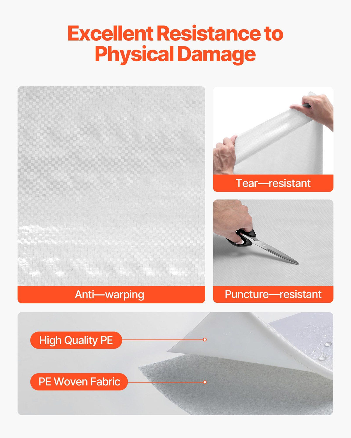 House Wrap, 2.74 x 45.7 mm, 0.13 mm Thick Vapor Barrier, Heavy Duty Plastic Sheeting for Tear-resistant, Drop Cloth Vapor Barrier Covering for Residential & Commercial Construction, White