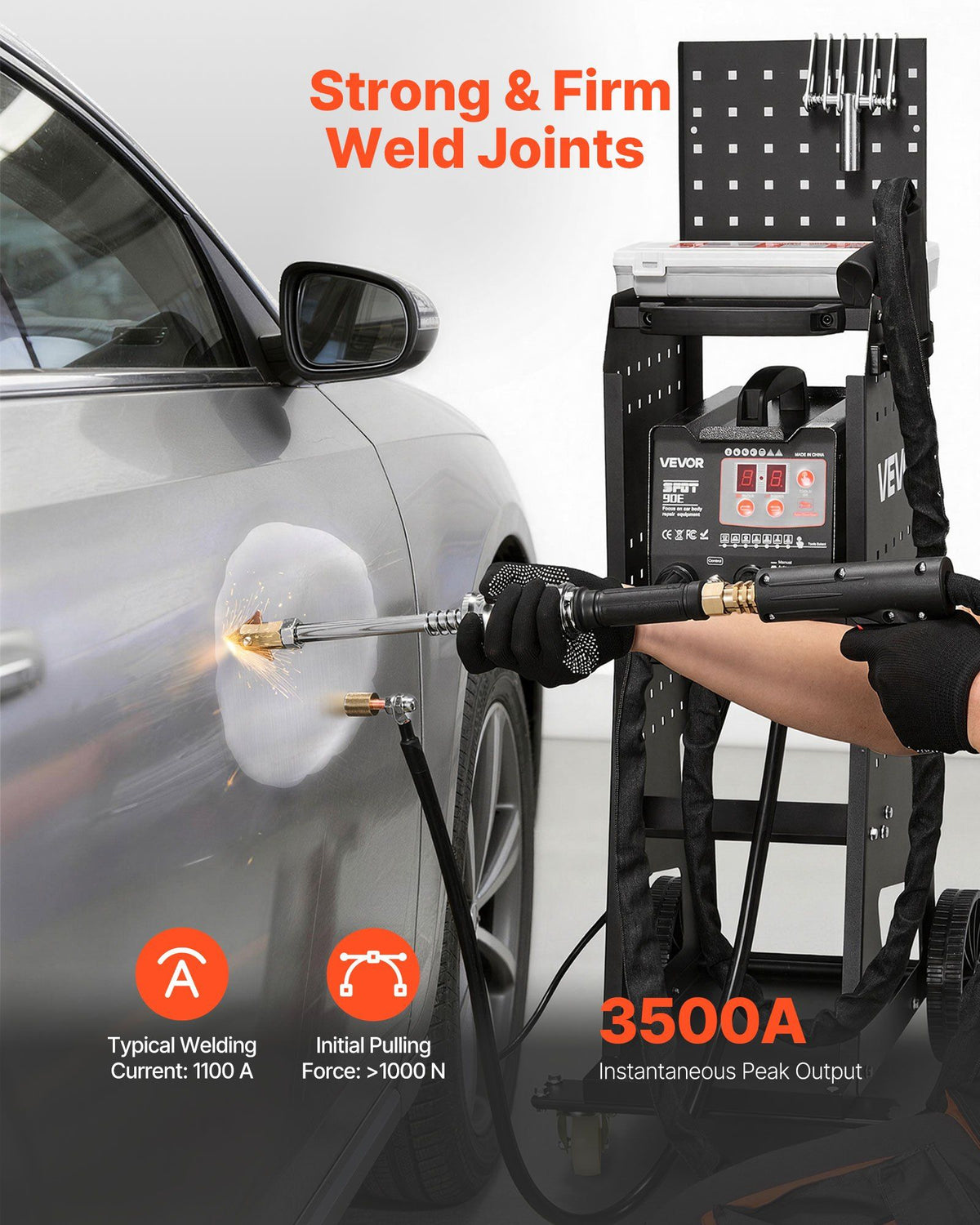 Stud Welder Dent Repair Kit & Welding Cart, 3KW Spot Welder with 2 Welding Guns and 7 Modes, Auto Body Spot Welding Dent Repair Machine for Steel Panel Repair