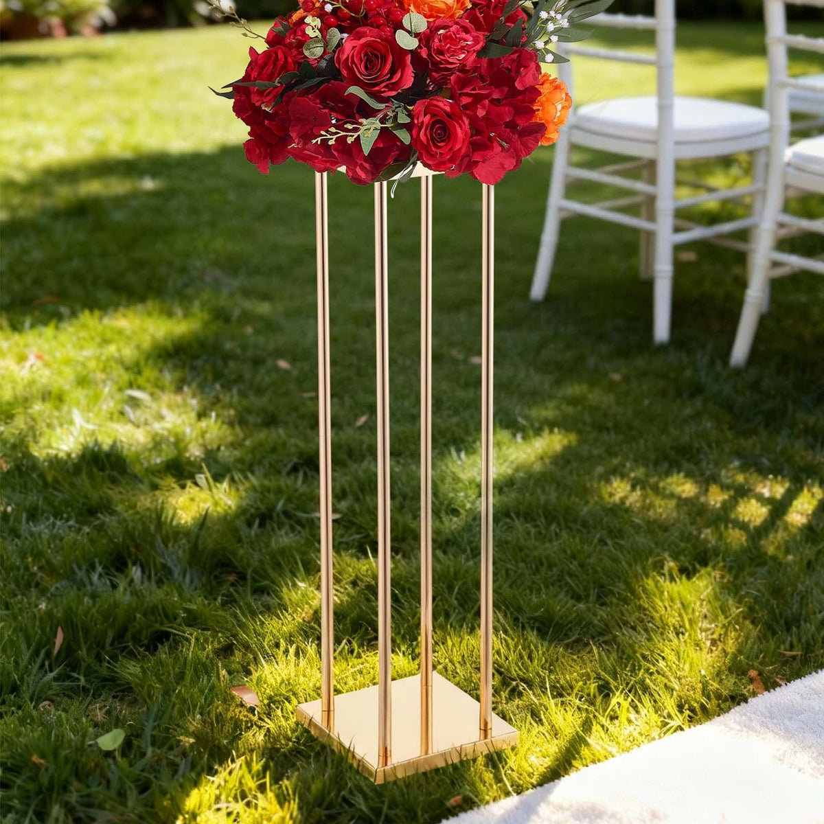 Wedding Flower Stand, 10PCS 80cm Column Flower Stand, Floral Stands with Metal Laminate, Cylindrical Cubic Floral Display Rack for Wedding, Party, Birthday, Home, Gold Centerpiece Stands