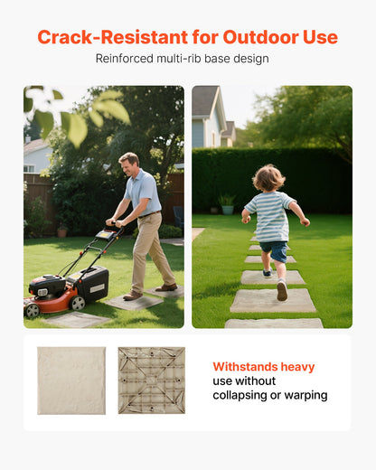 VEVOR Garden Stepping Stones, 16Pcs 39.5x39.5 cm, Decorative Stepping Stones with Stakes, Weather-Resistant Plastic Pathway Pavers, Smooth Surface, Outdoor Walkway for Lawn Patio Landscape, Beige