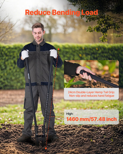 VEVOR Post Hole Digger, Heavy Duty Post Hole Digger with Fiberglass Handle, Manual Hole Digger with Scale Markings and Metal Blade, Post Hole Digger Tool for Digging Gardening and Outdoors, 1460 mm