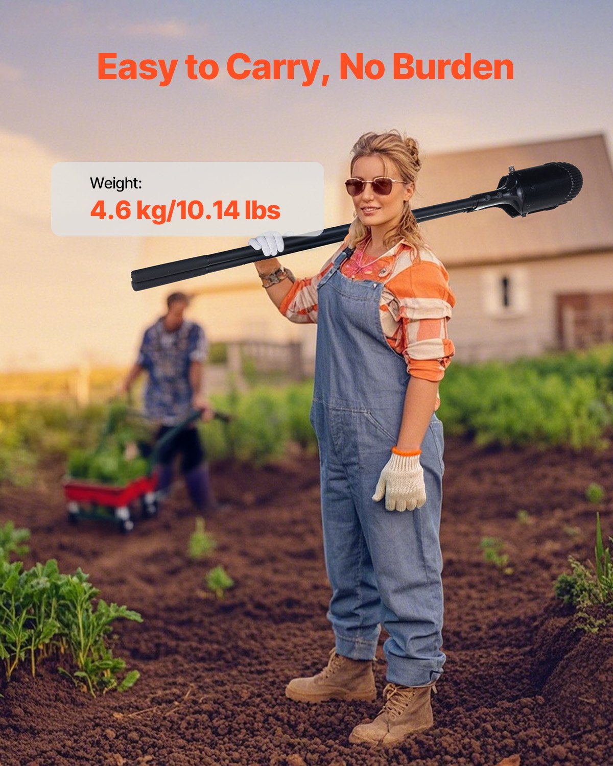 VEVOR Post Hole Digger, Heavy Duty Post Hole Digger with Fiberglass Handle, Manual Hole Digger with Scale Markings and Metal Blade, Post Hole Digger Tool for Digging Gardening and Outdoors, 1460 mm