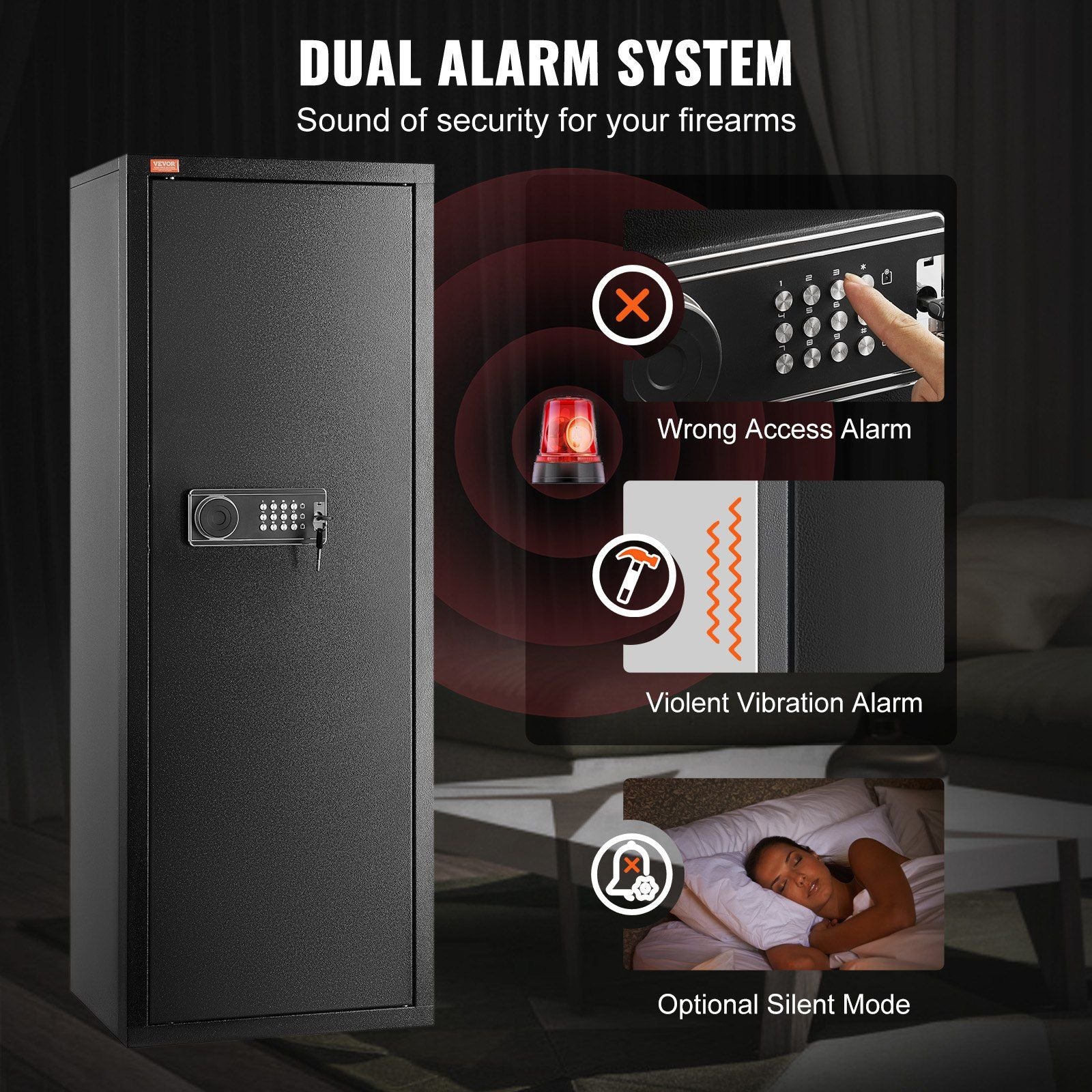 6-8 Rifles Gun Safe, Rifle Safe with Lock & Digital Keypad, Quick Access Tall Gun Storage Cabinet with Removable Shelf, Rifle Cabinet for Home Rifle and Shotguns