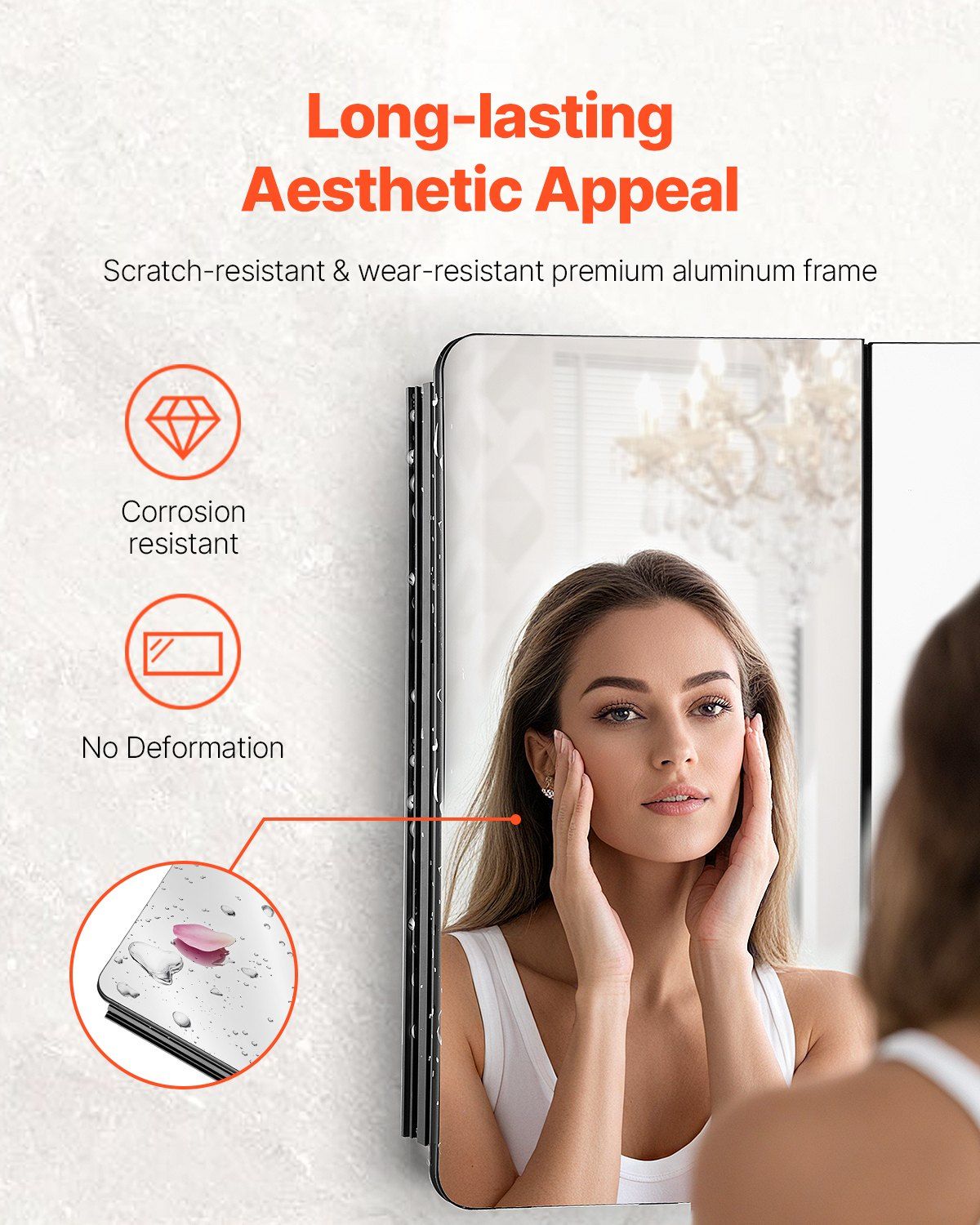 Medicine Cabinet, 25.5 x 40 inch, Medicine Cabinet for Bathroom with Mirror,  Aluminum Frame Bathroom Wall Cabinet, 4-layer Adjustable Shelves, Recessed & Wall-mounted Installation