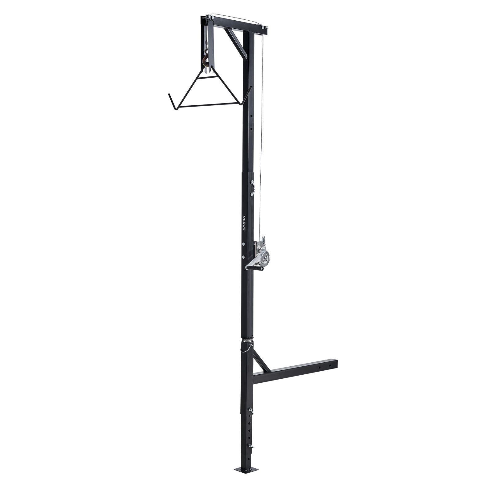Truck Hitch Game Hoist, 500 lbs Load Capacity, Hunting Deer Hoist with 2-inch Receiver, 360-Degree Swivel Shaft & Adjustable Height, Includes Gambrel Winch for Skinning & Cleaning Game