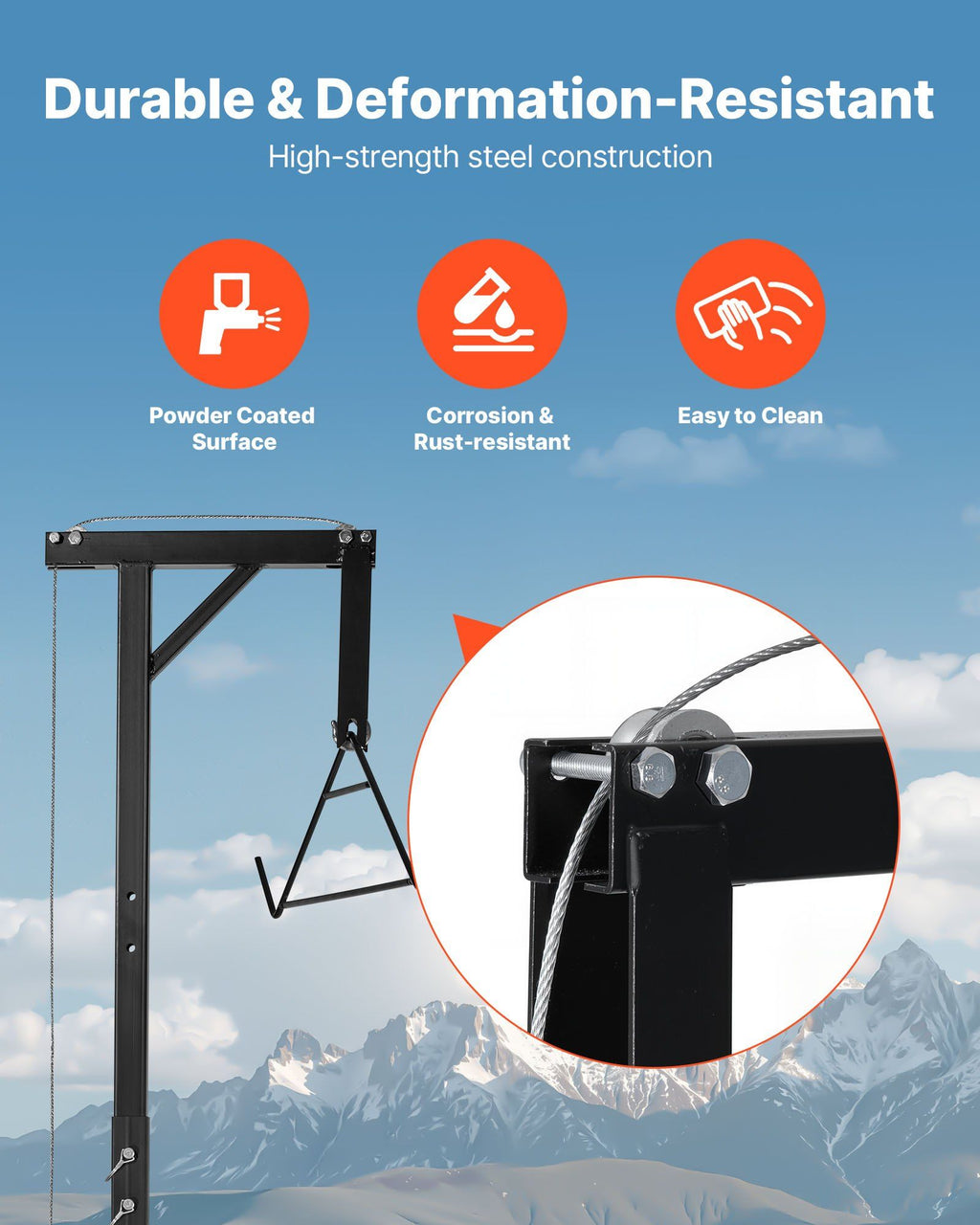 Truck Hitch Game Hoist, 600 lbs Load Capacity, Hunting Deer Hoist with 2-inch Receiver, 360-Degree Swivel Shaft & Adjustable Height, Includes Gambrel Winch for Skinning & Cleaning Game