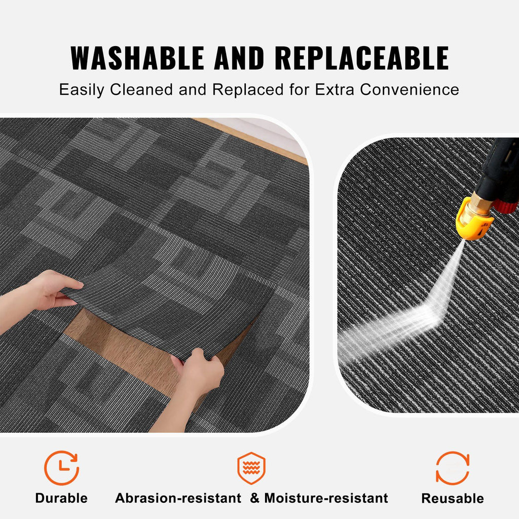 Carpet Tiles Reusable, 24"x 24"Carpet Squares With Padding Attached, Soft Padded Carpet Tiles, Easy Install DIY for Bedroom Living Room (24Tiles, Mixed Gray)