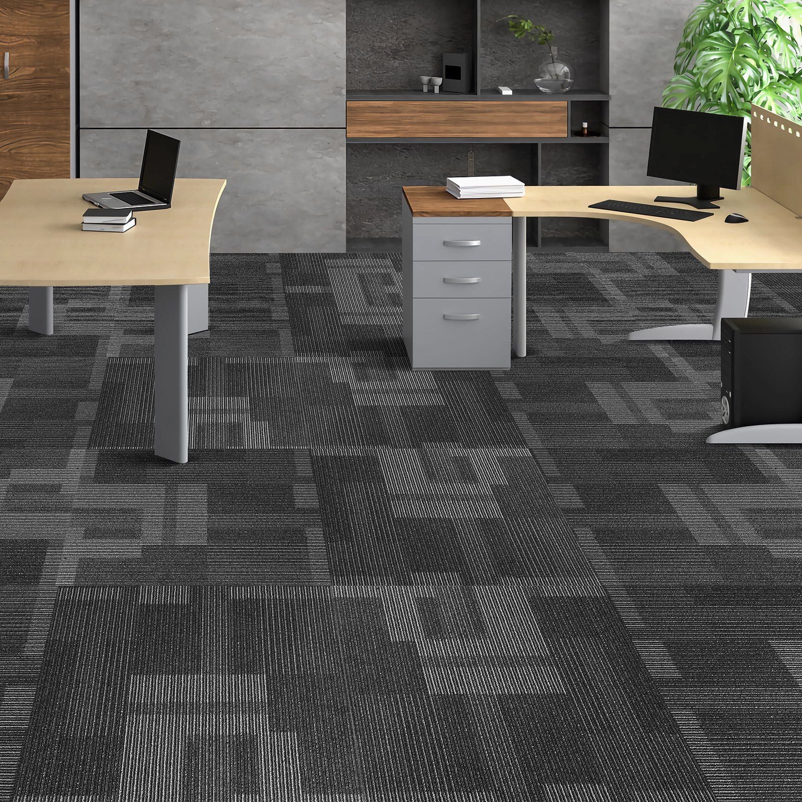 Carpet Tiles Reusable, 24"x 24"Carpet Squares With Padding Attached, Soft Padded Carpet Tiles, Easy Install DIY for Bedroom Living Room (24Tiles, Mixed Gray)