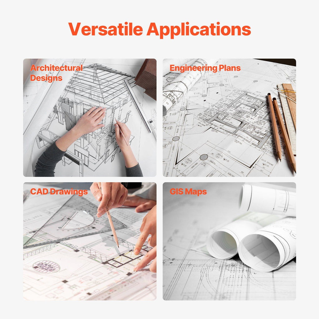 Wide Format Paper, 609.6 mm x 152.4 m Plotter Paper, 2 Rolls CAD Bond Rolls with 76.2 mm Core, 16 KG Plotter Paper Rolls, for CAD Drawings, Engineering Plans, GIS Maps & Architectural Designs