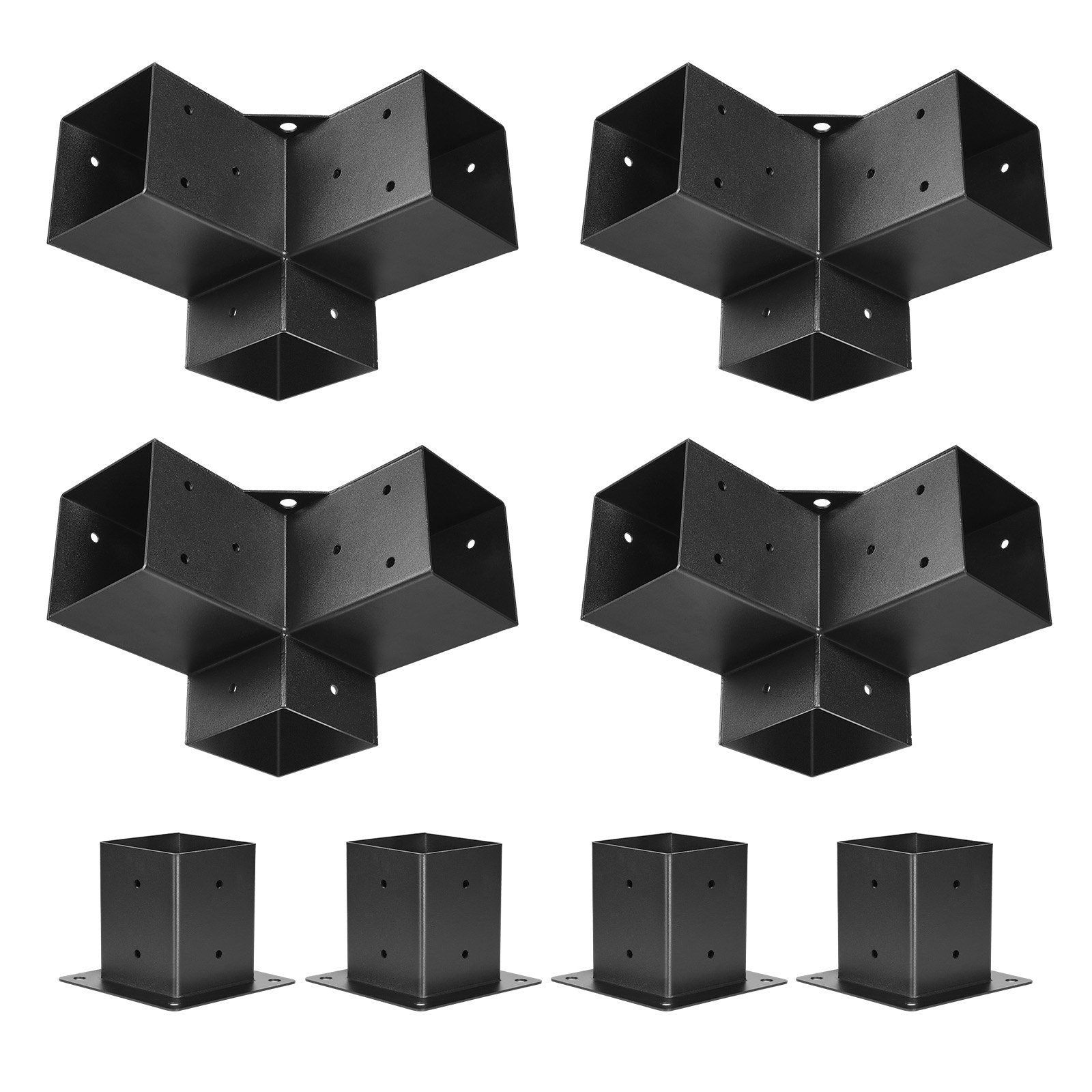 Pergola Bracket Kit, 4x4 Inch (Inner Size 92 x 92 mm), 4 Pcs 3-Way Heavy Duty Corner Bracket Woodworks DIY Post Base Kit, Easy Installation Wooden Beams for Gazebos, Patio Pergolas, Log Cabin