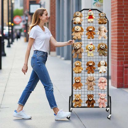 VEVOR 2 Packs Grid Wall Panels, 600 x 1640mm Wire Grid Panels Display Rack, Movable Art Display Shelf with Wheels and 20 Hooks, Black Carbon Steel Gridwall for Craft Show, Decor, Storage, Notice Board