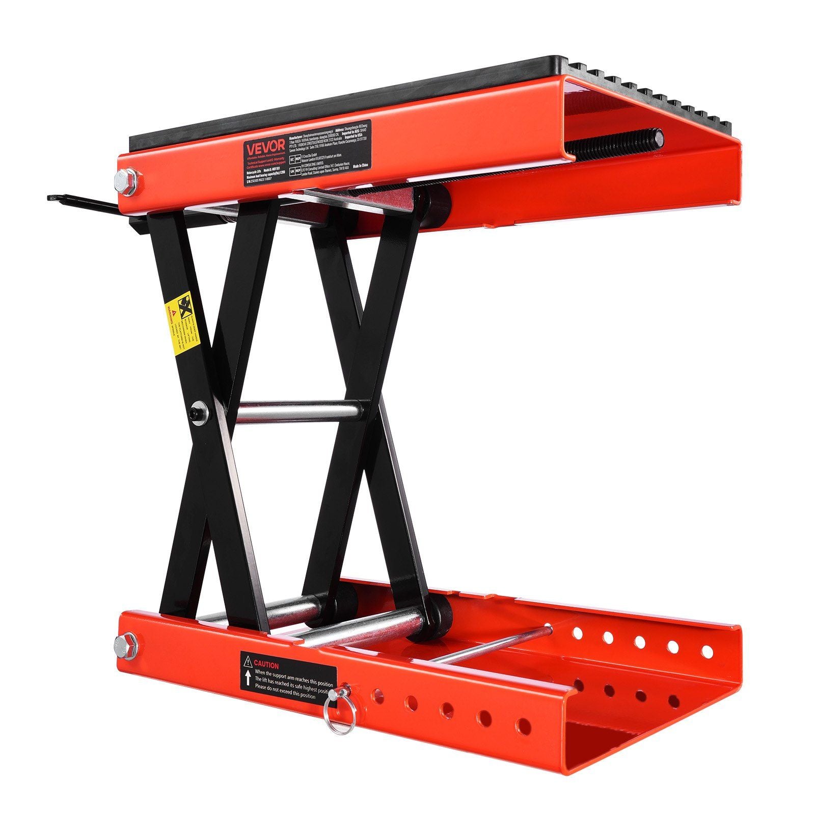 Motorcycle Lift, 1200lbs Weight Capacity, Wide Deck Motorcycle Scissor Jack, 4.1-15 in Height Range, Heavy Duty Steel Bike Repair Center Stand with Ratchet and Crank for ATVs, Dirt Bikes