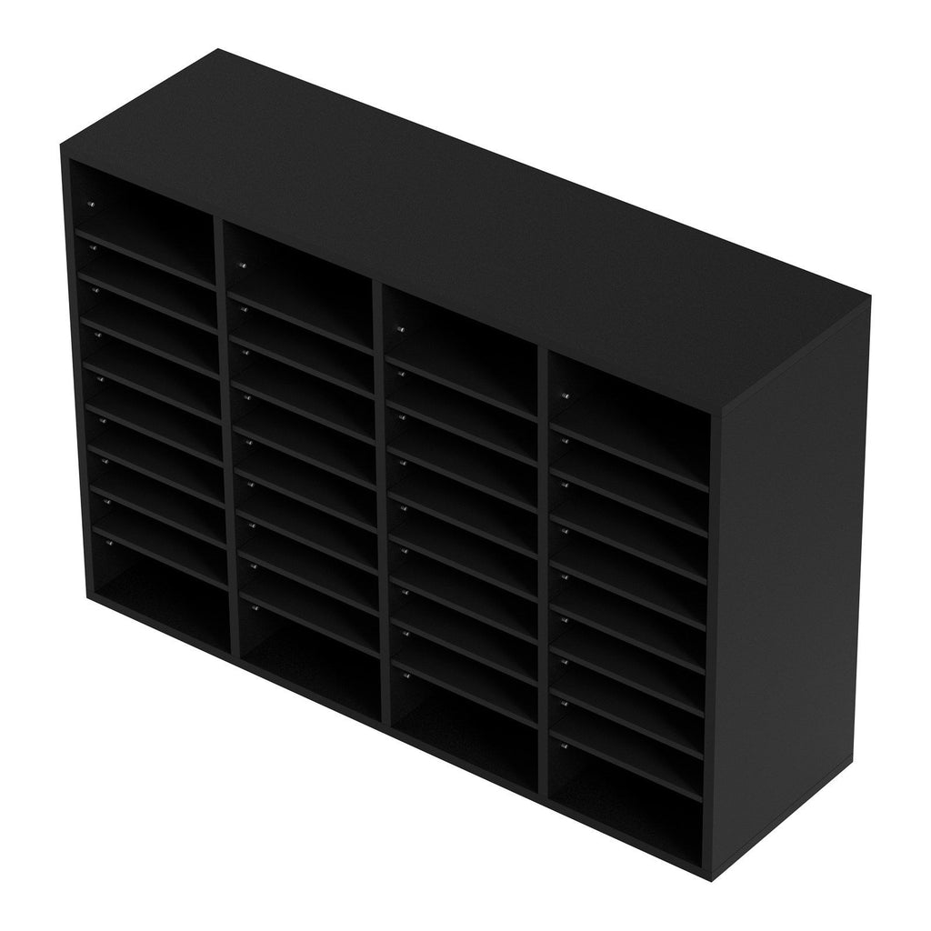 Wood Literature Organizer, 36 Compartments, File Sorter with Removable Shelves, Mailboxes Slot for Office Home Classroom Mailrooms Organization, EPA Certified, Black