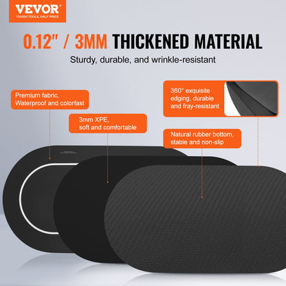 VEVOR Poker Table Top, 70 x 35 Inch Poker Mat for Table, 6-8 Players Foldable Poker Table Top with Carrying Bag, Folding Poker Table Topper for Poker Games, Poker Room, Round, Black