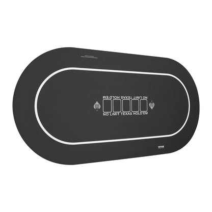 VEVOR Poker Table Top, 70 x 35 Inch Poker Mat for Table, 6-8 Players Foldable Poker Table Top with Carrying Bag, Folding Poker Table Topper for Poker Games, Poker Room, Round, Black