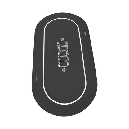 VEVOR Poker Table Top, 70 x 35 Inch Poker Mat for Table, 6-8 Players Foldable Poker Table Top with Carrying Bag, Folding Poker Table Topper for Poker Games, Poker Room, Round, Black