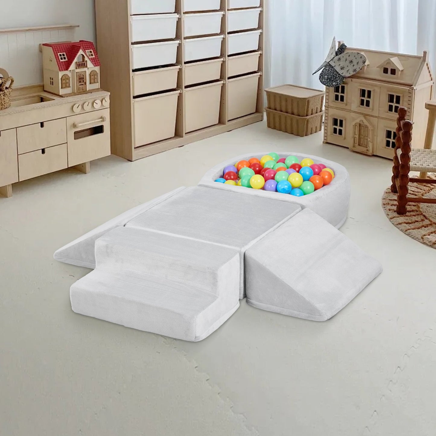 VEVOR Climbing Toys, 5-Piece Set, Foam Climbing Blocks for Toddlers 6 Months to 3 Years, Baby Climbing Blocks with Ball Pit (Balls Not Included), Indoor Climb and Crawl Activity Playset for Crawling