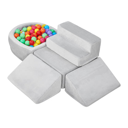 VEVOR Climbing Toys, 5-Piece Set, Foam Climbing Blocks for Toddlers 6 Months to 3 Years, Baby Climbing Blocks with Ball Pit (Balls Not Included), Indoor Climb and Crawl Activity Playset for Crawling