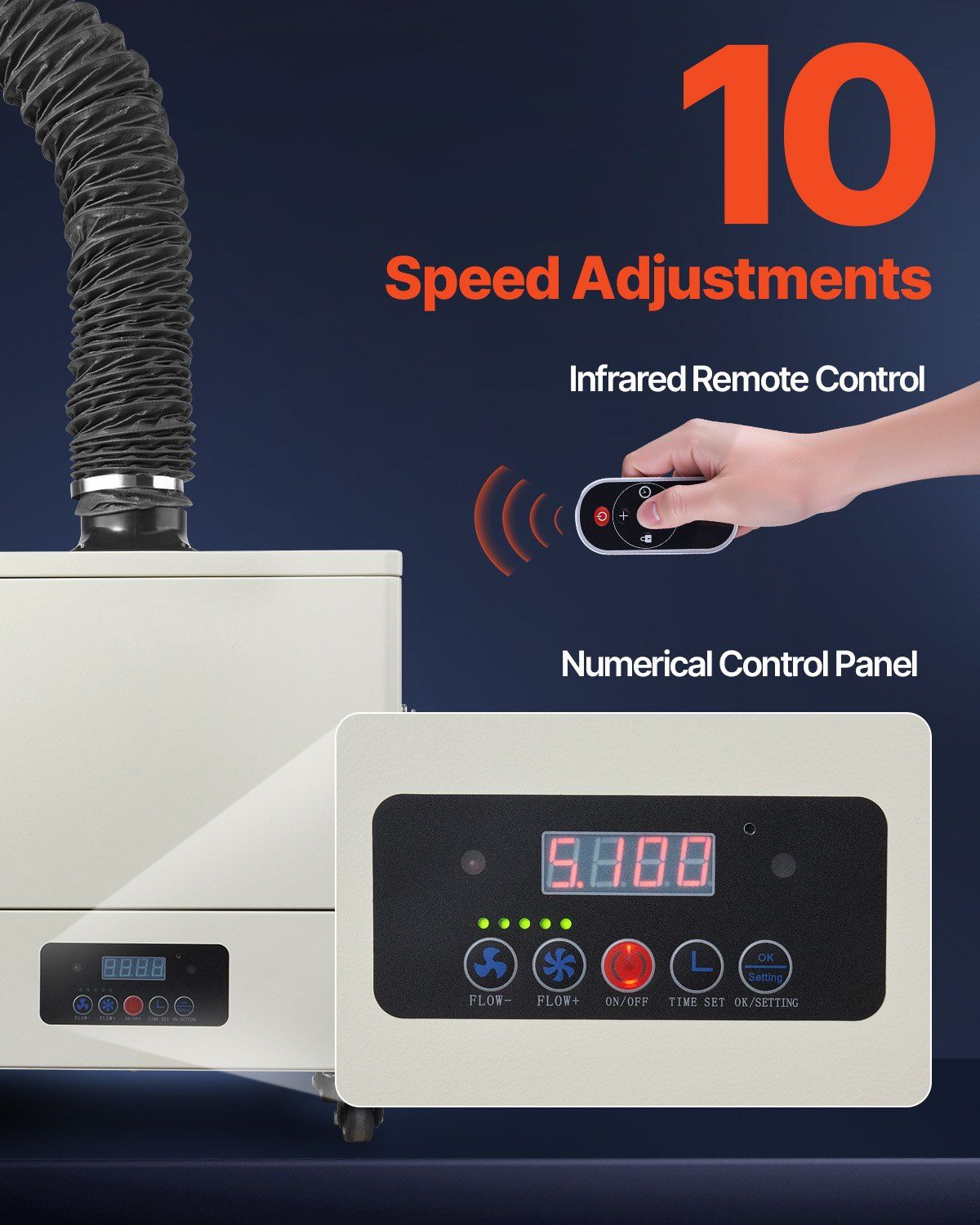 Solder Fume Extractor, 459 m³/h Strong Suction Soldering Smoke Absorber with 280W Brushless Motor, 4-Stage Filters, 10-Speed & Remote Control Smoke Purifier for Soldering, Engraving, DIY Welding