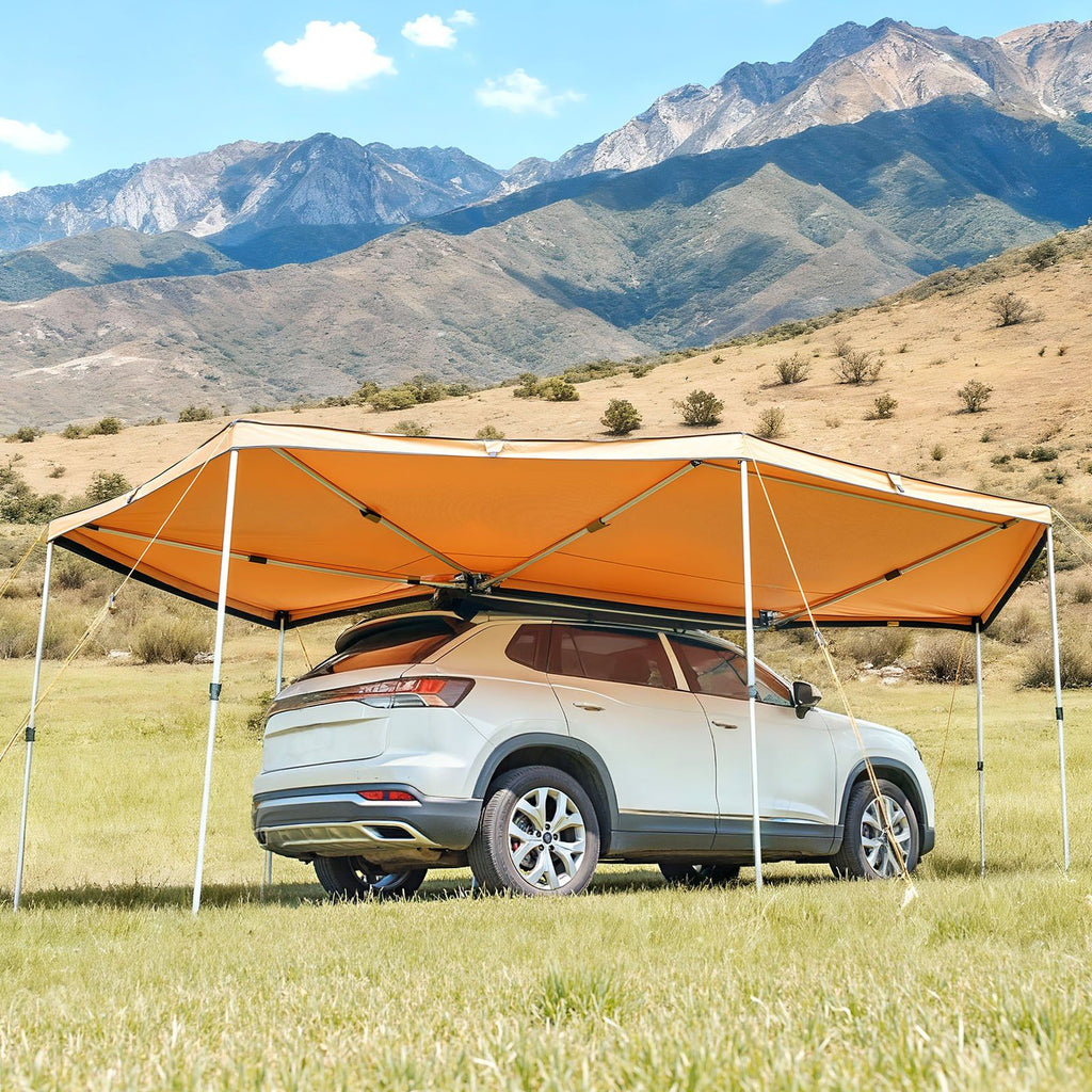 270 Degree Awning, 12.4 ㎡ Driver Side Vehicle Awning, Waterproof UV50+ Car Side Awnings with Carry Bag, All-Weather Free-Standing Overland Awnings Car Shelter for SUV Van Truck Camping