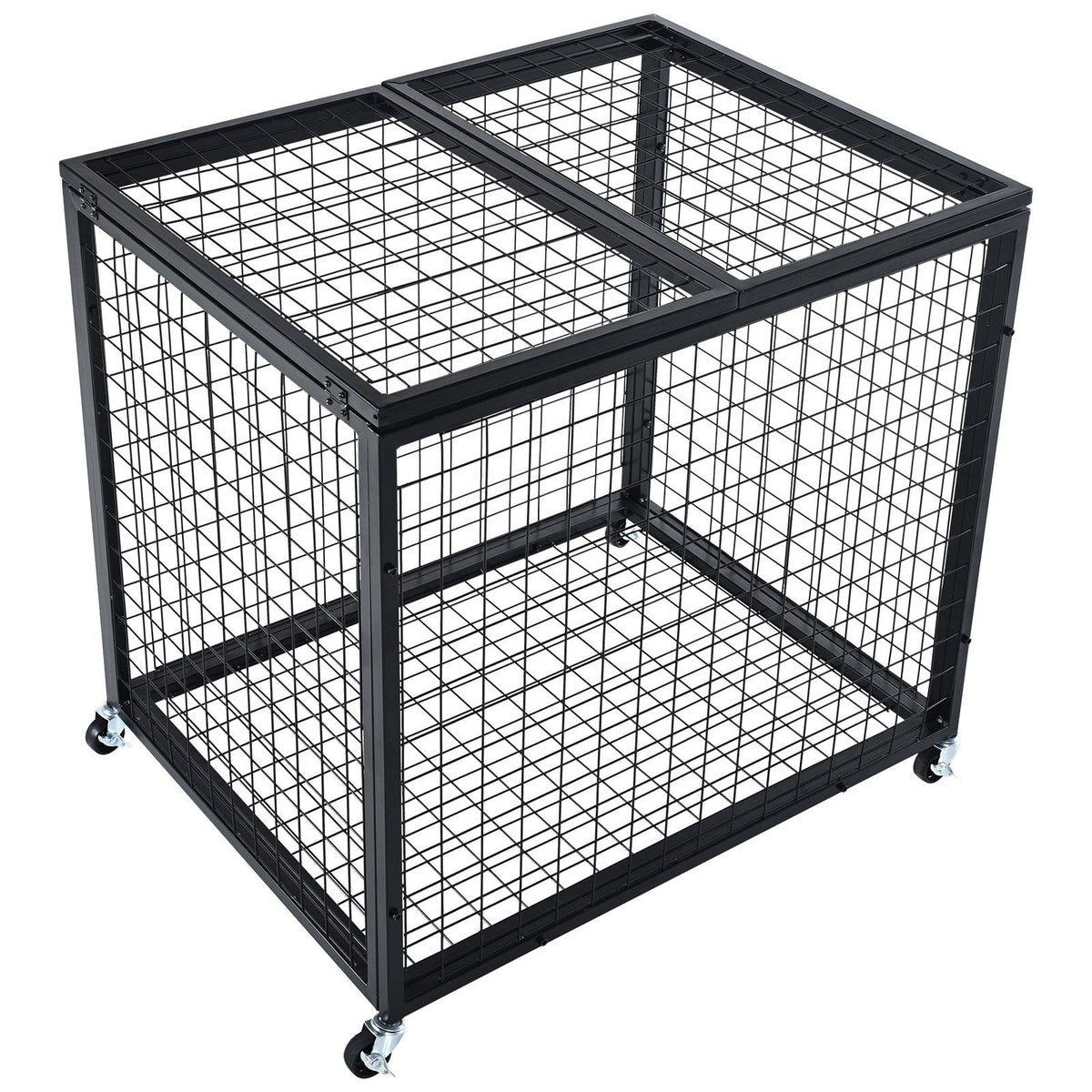 Rolling Sports Ball Storage Cart, Basketball Cage with Double Lids, Sport Equipment Holder Organizer for Indoor Outdoor, Steel Storage Rack for Garages, Playgroup, Gym and Schools