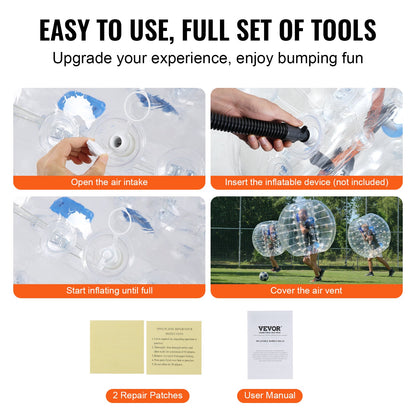 VEVOR Inflatable Bumper Ball 1-Pack, 4FT/1.2M Body Sumo Zorb Balls for Teen & Adult, 0.8mm Thick PVC Human Hamster Bubble Balls for Outdoor Team Gaming Play, Bumper Bopper Toys for Garden, Yard, Park