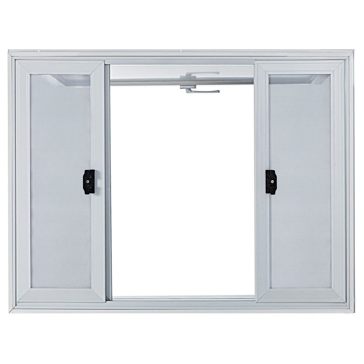 Concession Window, 48 x 36 inch, Aluminum Alloy Food Truck Service Window with 4 Horizontal Sliding Screen Windows & Awning Door & Drag Hook, Serving Window for Food Trucks Concession Trailers