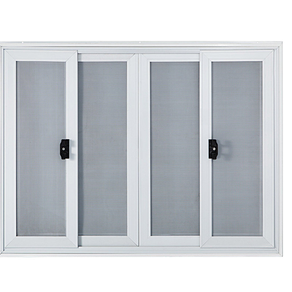 Concession Window, 48 x 36 inch, Aluminum Alloy Food Truck Service Window with 4 Horizontal Sliding Screen Windows & Awning Door & Drag Hook, Serving Window for Food Trucks Concession Trailers