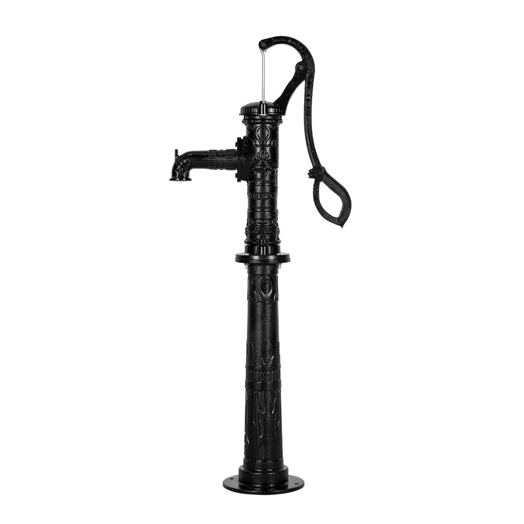 Well Hand Pitcher Pump, 20 ft Max Lift, Antique Cast Iron Manual Hand Water Pump with Heightening Base, NPT 1-1/4 in Connection, Easy Installation, for Outdoor Garden, Pond, Yard, Farm, Black