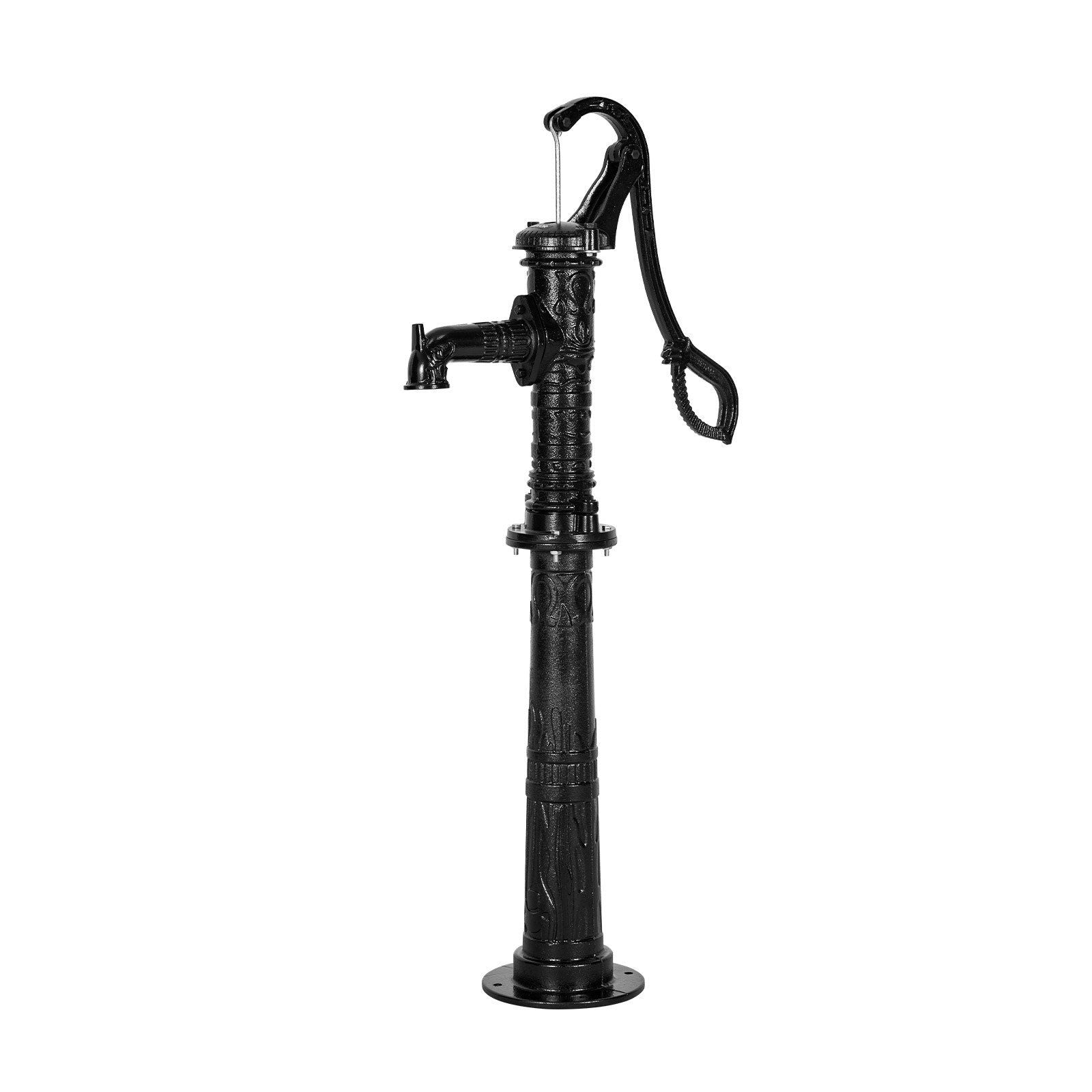 Well Hand Pitcher Pump, 20 ft Max Lift, Antique Cast Iron Manual Hand Water Pump with Heightening Base, NPT 1-1/4 in Connection, Easy Installation, for Outdoor Garden, Pond, Yard, Farm, Black