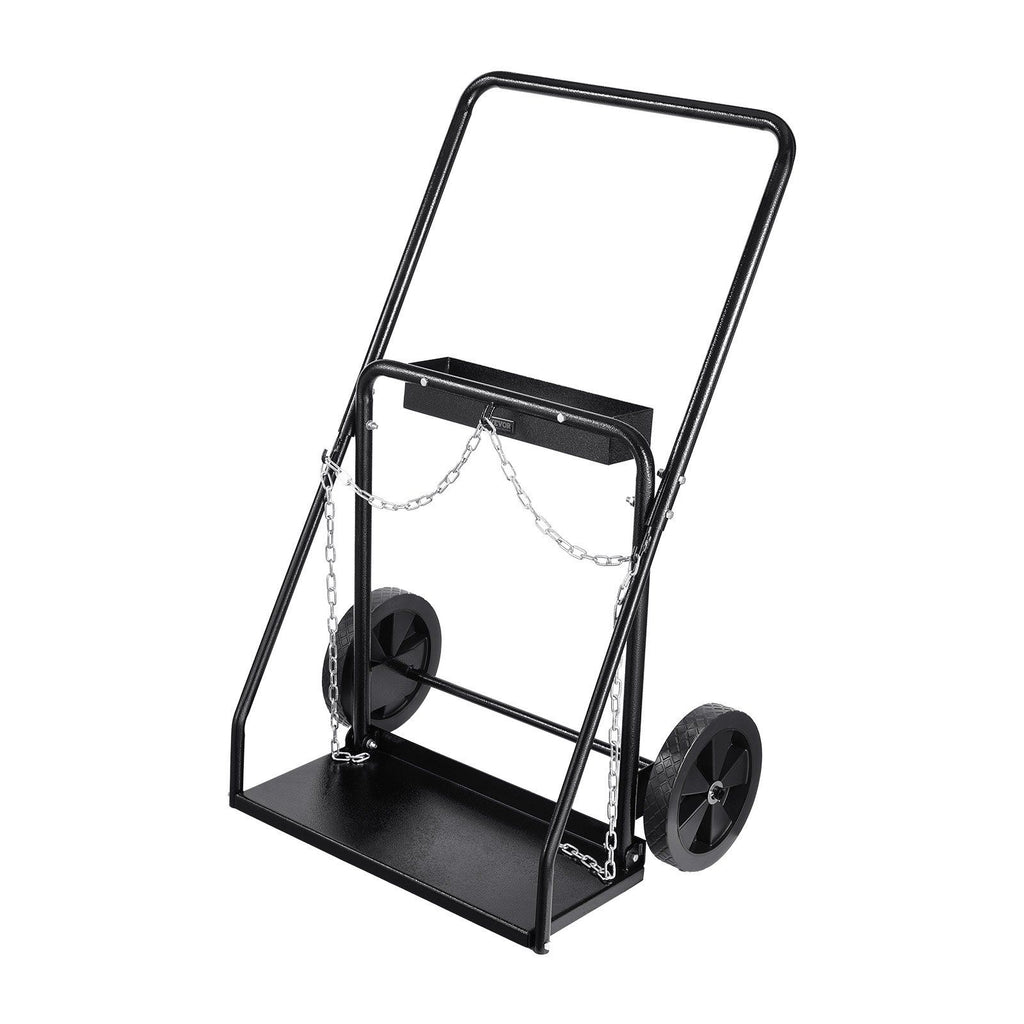 Dual Welding Cylinder Cart, Oxygen Acetylene Tank Cart with 440LBS Static Weight Capacity, 10-Inch Solid Wheels and Tank Storage Safety Chains, Suitable for Double 12.5-Inch Dia. Gas Cylinders