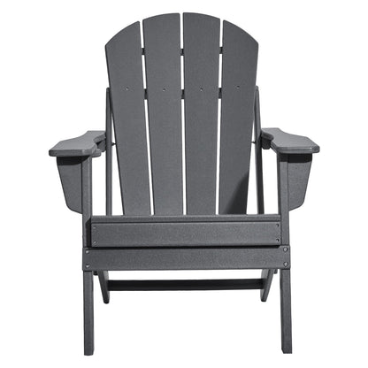 VEVOR Adirondack Chair Plastic, Set of 2 All-Weather Portable Folding Fire Pit Chair, Outdoor Adirondack Patio Chair with Cup Holder, with Relaxing Arm Rest Ergonomic, for Garden, Backyard - Gray