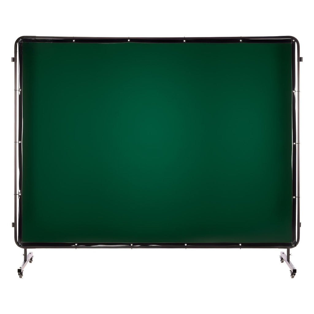 Welding Screen with Frame, 3-Panel 1.74 x 2.34m Welding Curtain Screen, Flame-Resistant Vinyl Protection Screens with 12 Wheels & 6-Level UV Protection for Workshop/Industrial Use, Dark Green