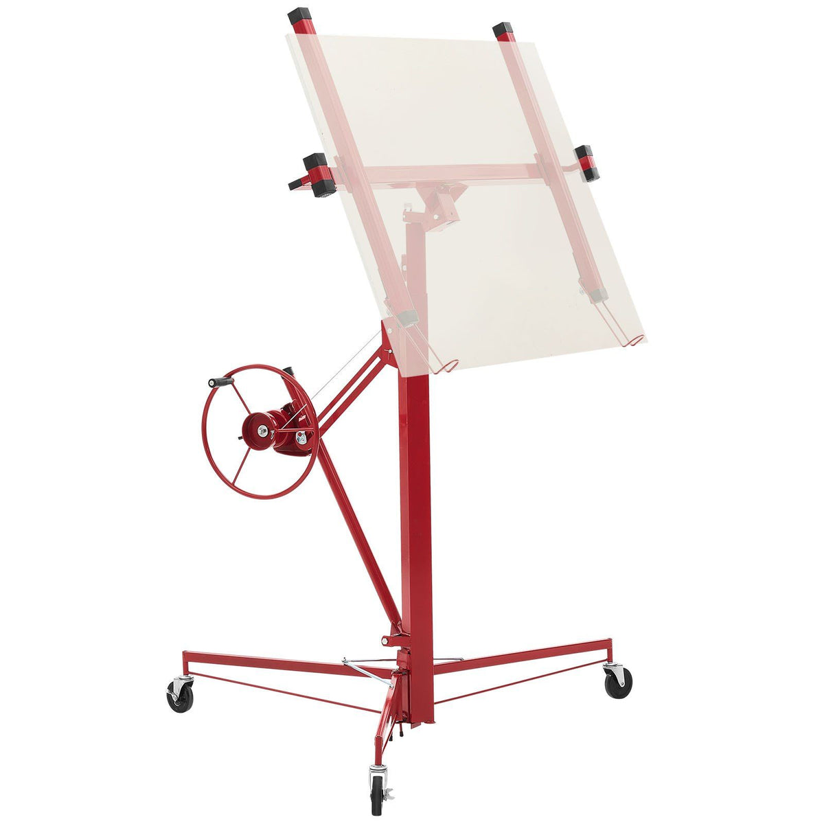 3353mm Drywall Lift, Heavy-Duty 68 kg Sheetrock Hoist with Adjustable Telescoping Arm, Lockable Wheels, Drywall Lifter Panel Jack Hoist Tools Ideal for Ceiling & Wall Installation (Red)