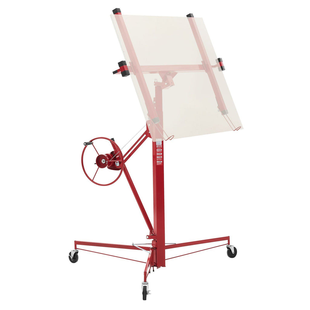 3353mm Drywall Lift, Heavy-Duty 68 kg Sheetrock Hoist with Adjustable Telescoping Arm, Lockable Wheels, Drywall Lifter Panel Jack Hoist Tools Ideal for Ceiling & Wall Installation (Red)