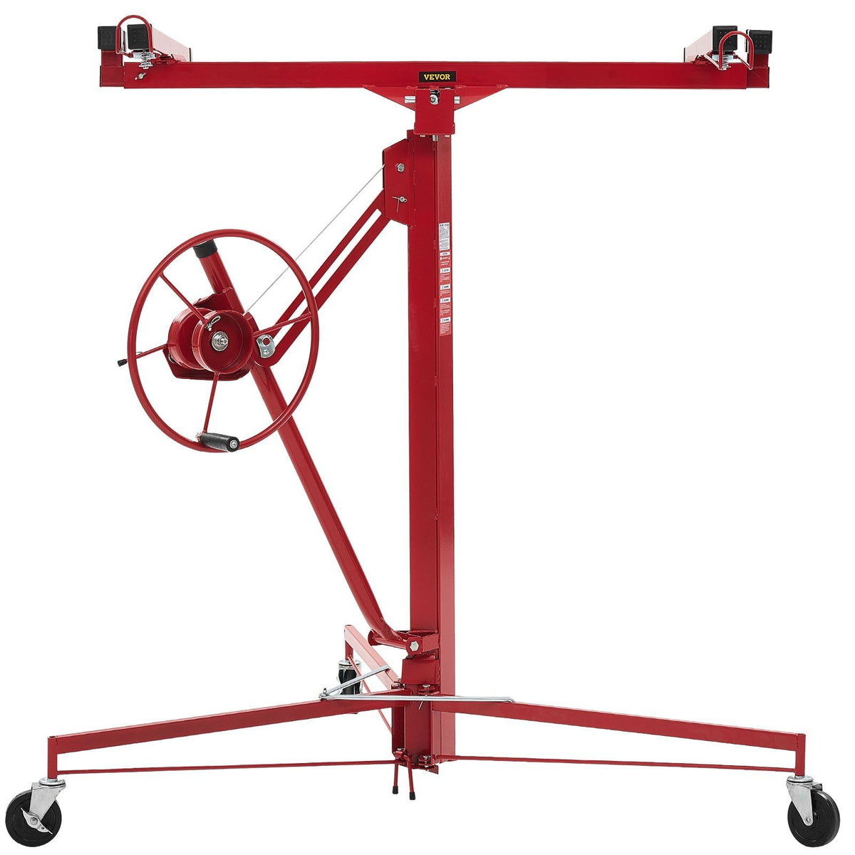 3353mm Drywall Lift, Heavy-Duty 68 kg Sheetrock Hoist with Adjustable Telescoping Arm, Lockable Wheels, Drywall Lifter Panel Jack Hoist Tools Ideal for Ceiling & Wall Installation (Red)