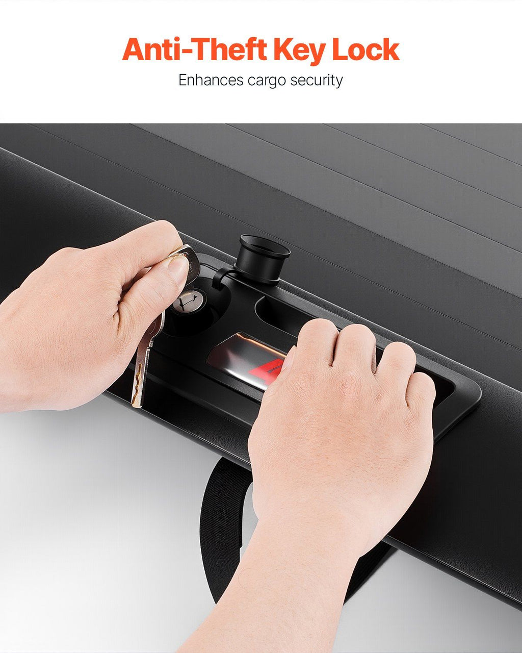 Retractable Tonneau Cover, 5.5 ft Retractable Tonneau Cover with Built-in Drainage Pipe for 2021-2024 Toyota Tundra Crew Cab w/ Deck Rail System , Hard Tonneau Cover with Double-Lock & T-Slot