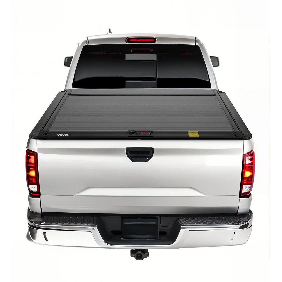 Retractable Tonneau Cover, 5.0 ft Retractable Tonneau Cover with Built-in Drainage Pipe for 2021-2024 Toyota Tacoma Crew Cab w/ Deck Rail System , Hard Tonneau Cover with Double-Lock & T-Slot