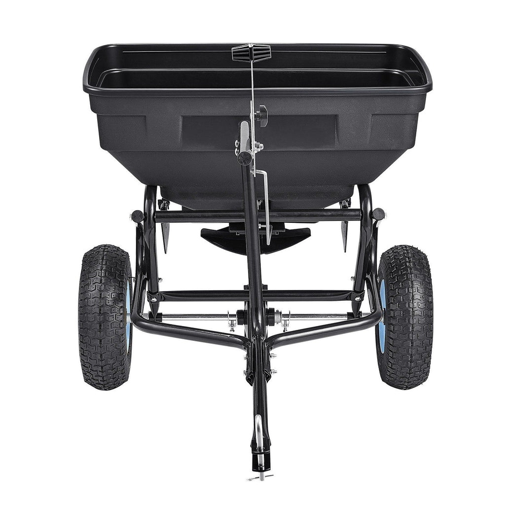 Tow Behind Broadcast Spreader, 130LBS Capacity, Tow/Push Garden Spreader with 13 in Tires, 30 Adjustable Setting & 9.8 ft Spreading Width, Lawn Spreaders for Seed, Fertilizer, Salt, Ice Melt
