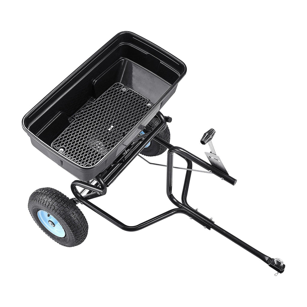 Tow Behind Broadcast Spreader, 130LBS Capacity, Tow/Push Garden Spreader with 13 in Tires, 30 Adjustable Setting & 9.8 ft Spreading Width, Lawn Spreaders for Seed, Fertilizer, Salt, Ice Melt