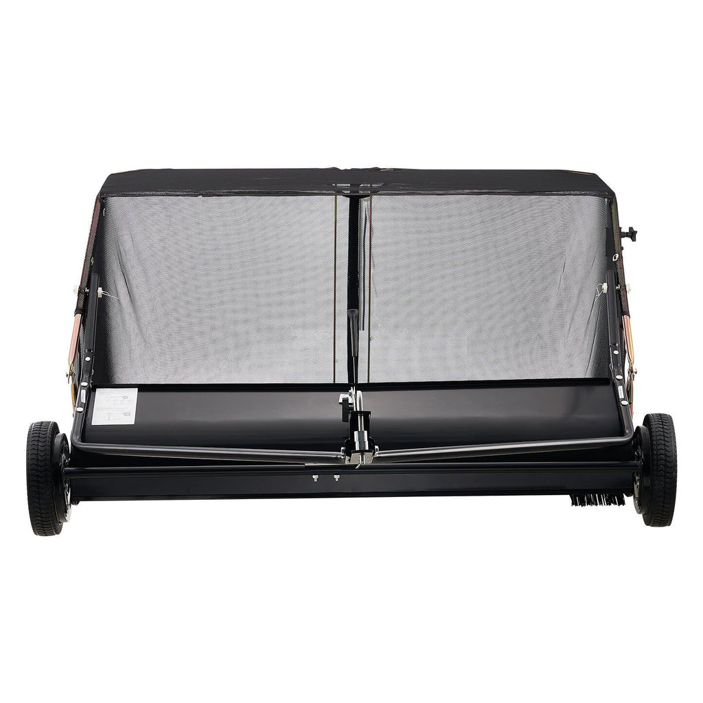 26.7 cm Tow Behind Lawn Sweeper, 26 cu.ft. Large Yard Sweeper, Adjustable Sweeping Height, Heavy Duty Leaf & Grass Collector with Dumping Rope, Pull Behind Sweepers for Debris Grass Clippings