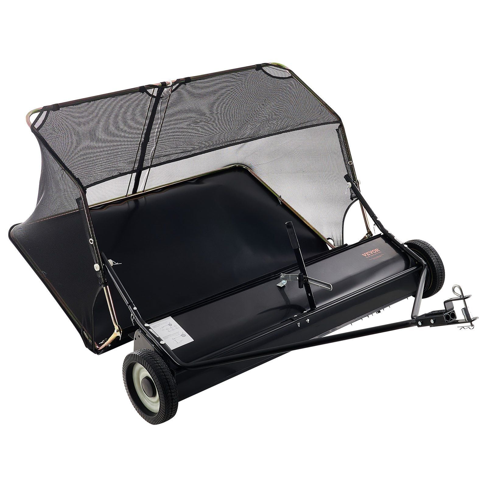 26.7 cm Tow Behind Lawn Sweeper, 26 cu.ft. Large Yard Sweeper, Adjustable Sweeping Height, Heavy Duty Leaf & Grass Collector with Dumping Rope, Pull Behind Sweepers for Debris Grass Clippings