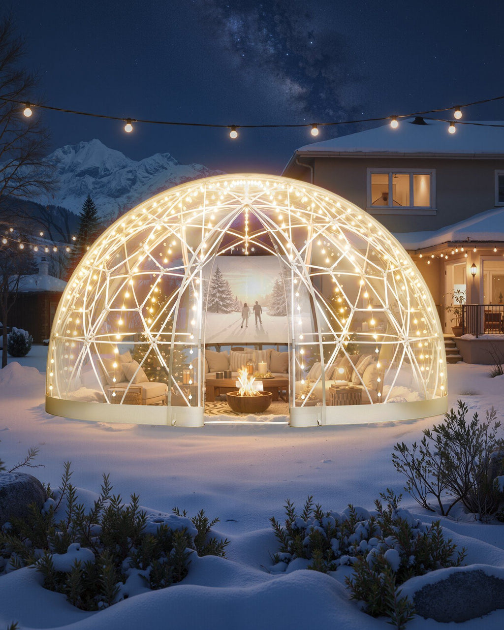 Garden Dome Tent, 3.6 x 2.2 m Outdoor Clear Bubble Tent for 4-7 Person, Weatherproof Geodesic Dome Greenhouse with Window, PVC Igloo Tents for Backyard Patios Camping Party Wedding