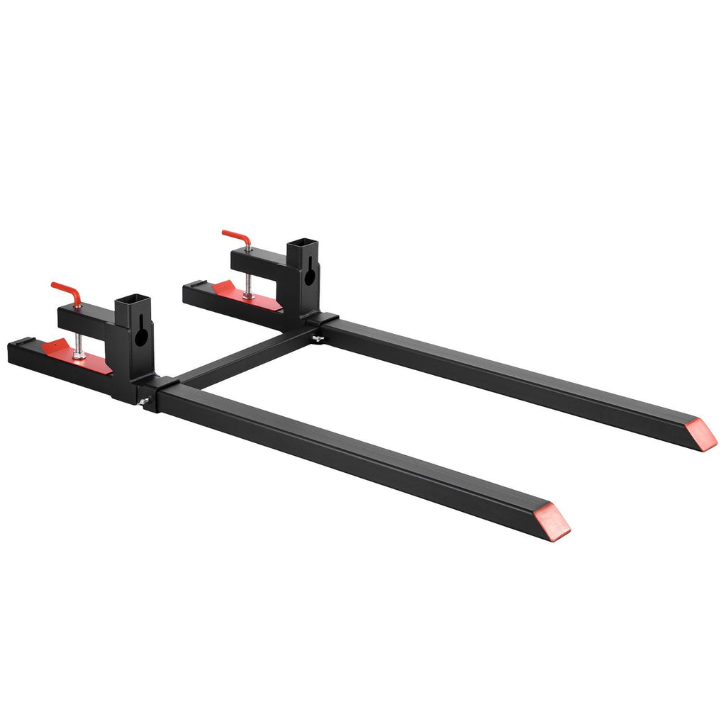 Pallet Forks, 907 kg Clamp on Pallet Forks, 149 cm Total Length Heavy-Duty Tractor Fork with Adjustable Stabilizer Bar for Tractor Attachments, Loader Bucket, and Skid Steer, Black
