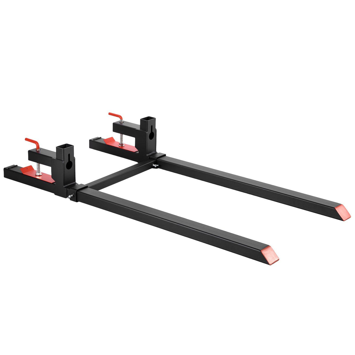 Pallet Forks, 907 kg Clamp on Pallet Forks, 149 cm Total Length Heavy-Duty Tractor Fork with Adjustable Stabilizer Bar for Tractor Attachments, Loader Bucket, and Skid Steer, Black