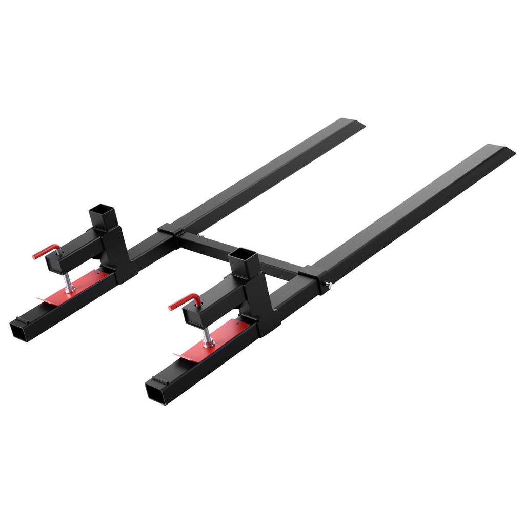 Pallet Forks, 907 kg Clamp on Pallet Forks, 149 cm Total Length Heavy-Duty Tractor Fork with Adjustable Stabilizer Bar for Tractor Attachments, Loader Bucket, and Skid Steer, Black