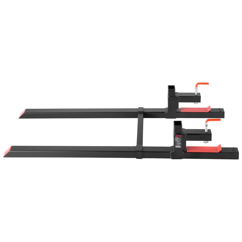 Pallet Forks, 907 kg Clamp on Pallet Forks, 149 cm Total Length Heavy-Duty Tractor Fork with Adjustable Stabilizer Bar for Tractor Attachments, Loader Bucket, and Skid Steer, Black