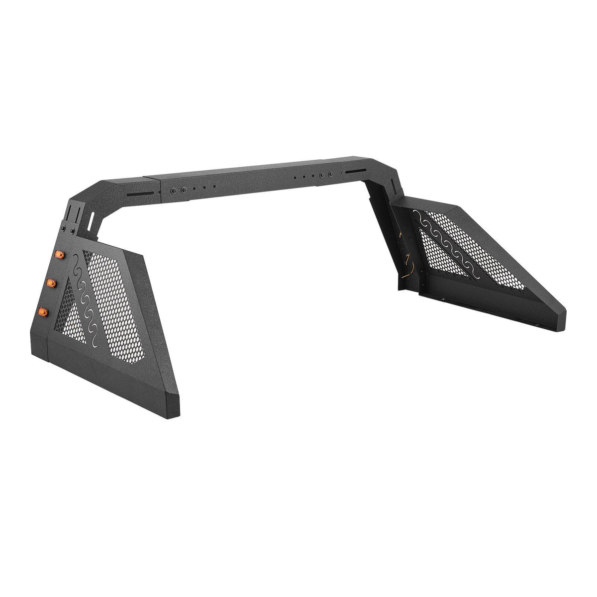 Truck Bed Roll Bar, Universal Pickup Sport Adjustable Bar Chase Rack Compatible with Full-Size Truck, Carbon Steel Construction with 6 Amber Auxiliary Lights, No Rack Included